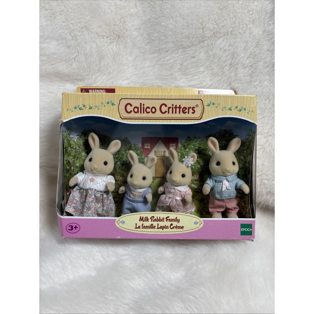 Milk Rabbit Family - Set of 4 Collectible Doll Figures for Children Ages 3+ NEW